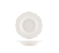 H&H Set 6 Piatti Fondi Festonati Blanc in New Bone China Avorio 21,5 cm - Eleganti e Resistenti - Lavabili in Lavastoviglie - Adatti a Microonde - Design Raffinato per la Tavola