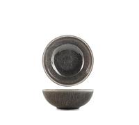 H&H Set 6 Piatti Fondi in Stoneware Yucatan 17 cm - Colore Marrone - Design Minimal con Effetto Reactive e Texture Materiche - Perfetti per Zuppe, Pasta e Contorni - Adatti anche alla Ristorazione