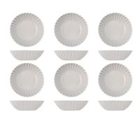 H&h set 6 piatti fondi lotus grigio cm18