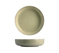 H&H Set 6 Piatti Fondi Pearl - Ø19 cm - Piatti in Porcellana Verde Eleganti e Resistenti - Ideali per Zuppe, Minestre e Primi Piatti - Lavabili in Lavastoviglie e Microonde