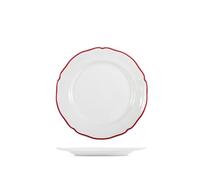 H&H Set 6 Piatti Frutta Giada in Stoneware, Ø 20 cm - Bordo Rosso - Piatti Resistenti per Dessert e Contorni - Lavabili in Lavastoviglie e Adatti al Microonde