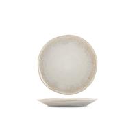 H&H Set 6 Piatti Frutta in Stoneware Yucatan 21 cm - Colore Bianco - Design Minimal con Effetto Reactive e Texture Materiche - Perfetti per Frutta, Dessert e Contorni - Adatti anche alla Ristorazione