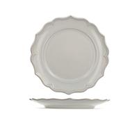 H&H Sinfonia Set 6 Piatti Piani in Stoneware Avorio 27 cm, Ala Festonata Elegante, Ideali per Pranzi e Cene, Lavastoviglie e Microonde