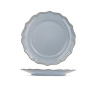 H&H Sinfonia Set 6 Piatti Piani in Stoneware Azzurro Carta da Zucchero 27 cm, Ala Festonata Elegante, Lavastoviglie e Microonde