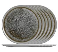 H&H Set 6 Piatti Pizza, Velvet, Anthracite, Porcellana Stoneware, 32 cm