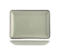H&H Set 6 Piatti Rettangolari in Porcellana Verde 20x27 cm - Linea Pearl - Eleganti Piatti da Portata per Primi, Secondi e Contorni - Lavabili in Lavastoviglie
