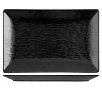 H&H 6 piatti in stoneware wavy nero rettangolare 30x20
