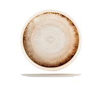 H&H set 6 piatti tondi-da portata-pizza-in stoneware marrone cm 32