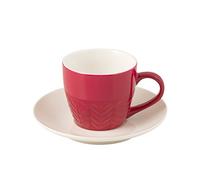 H&h Confezione 6 Tazzine Caffè New Bone China Con Piatto Fucsia