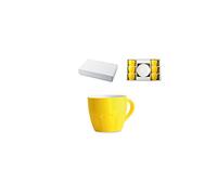 H&H Set 6 Tazze 130 CC Confezione 6 Tazzine caffè New Bone China con Piatto Giallo Cc130, 130 ml