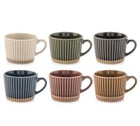 H&H Set 6 Tazze da Tè Land in New Bone China - Colori Assortiti - 200 cc - Eleganti e Resistenti - Lavabili in Lavastoviglie - Idonee al Microonde