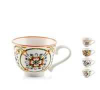 H&H, Set 6 Tazze Faenza in New Bone China da 220 cc- Eleganza e Resistenza per Tè, Infusi e Bevande Calde, Design Raffinato e Facili da Pulire, Perfette per Uso Quotidiano e Occasioni Speciali