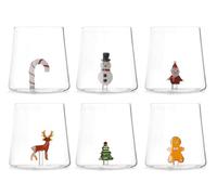 H&H Set di 12 Bicchieri in Vetro Borosilicato con Decorazioni Natalizie - 480ml, Lavabili in Lavastoviglie - Idea Regalo di Natale, Segnaposto Tavola e Cadeau Ospiti