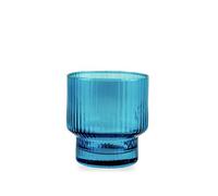 H&H, Set di 6 Bicchieri Bliss in Vetro Rigato Blu da 32 cl - Eleganti, Pratici e Lavabili in Lavastoviglie