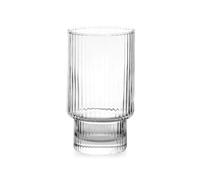 H&H, Set di 6 Bicchieri Bliss in Vetro Rigato Trasparente da 45 cl - Eleganti, Resistenti e Lavabili in Lavastoviglie