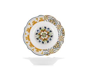 H&H-Set di 6 Piatti Fondi - Faenza - in New Bone China Decorato - Piatti Eleganti da 21 cm, Lavabili in Lavastoviglie e Microonde - Perfetti per Zuppe e Primi Piatti