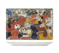 H&H Set di 6 Piatti Rettangolari - Pablo -in Stoneware Decorato - Piatti Eleganti da 30x20 cm, Lavabili in Lavastoviglie e Microonde - Design Ispirato a Pablo Picasso