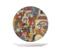 H&H - Set di 6 Piatti tondi/da portata - Pablo - in Stoneware Decorato - Piatti Eleganti da 32 cm, Lavabili in Lavastoviglie e Microonde - Design Ispirato a Pablo Picasso