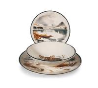 2x H&H Servizi 12 pezzi tavola Silent Snow in stoneware decorato