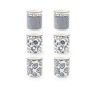 H&H Seta Set 6 Bicchierini caffè, in Porcellana, Decori Assortiti, 6xH7cm