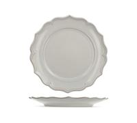 H&H Sinfonia Set 6 Piatti Piani in Stoneware Avorio 27 cm, Ala Festonata Elegante, Ideali per Pranzi e Cene, Lavastoviglie e Microonde