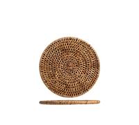 H&H Sottopentola Tondo in Rattan Marrone Naturale - 18 cm - Realizzato a Mano, Elegante e Resistente, Perfetto per Proteggere Tavoli e Superfici