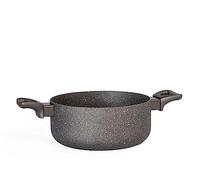 H&H Stone Grey Casseruola in Alluminio con Rivestimento Antiaderente Stone, 22cm, Induzione