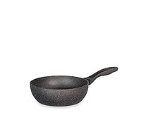 H&H 8443320 Grey Wok in Alluminio con Rivestimento Antiaderente Stone, 20cm, Induzione, Grigio