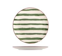 H&H Set 6 Piatti Piani Strip, in Ceramica, Verde e Bianco, 26cm - multicolore ceramica 7386701