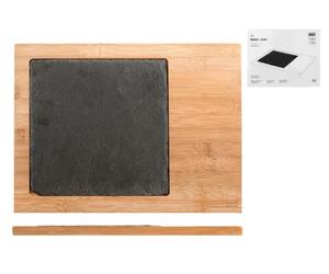 H&h Tagliere In Ardesia E Bamboo Cm25x33