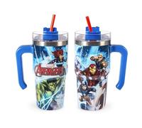 H&H Tazza Termica con Cannuccia Avengers Bluestorm - Tumbler Termico 0,6L, in Acciaio Inox | Isolamento Termico Doppia Parete | Riutilizzabile, Antigoccia, Ideale per Scuola, Ufficio, Sport e Viaggi