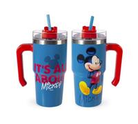 H&H Tazza Termica con Cannuccia Mickey All About - Tumbler Termico 0,6L, in Acciaio Inox | Isolamento Termico Doppia Parete | Riutilizzabile, Antigoccia, Ideale per Scuola, Ufficio, Sport e Viaggi