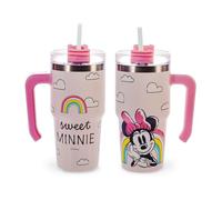 H&H Tazza Termica con Cannuccia Minnie Sweet - Tumbler Termico 0,6L, in Acciaio Inox | Isolamento Termico Doppia Parete | Riutilizzabile, Antigoccia, Ideale per Scuola, Ufficio, Sport e Viaggi