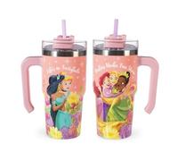 H&H Tazza Termica con Cannuccia Princess Fairytale - Tumbler Termico 0,6L, in Acciaio Inox | Isolamento Termico Doppia Parete | Riutilizzabile, Antigoccia, Ideale per Scuola, Ufficio, Sport e Viaggi