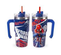 H&H Tazza Termica con Cannuccia Spiderman NY - Tumbler Termico 0,6L, in Acciaio Inox | Isolamento Termico Doppia Parete | Riutilizzabile, Antigoccia, Ideale per Scuola, Ufficio, Sport e Viaggi