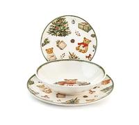 H&H Servizio Tavola Natalizio 18 Pezzi Teddy Bear