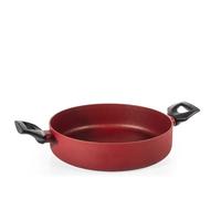 H&H Tegame 2 Manici Absolute Red Ø24 cm in Alluminio - Rivestimento Antiaderente Pfluon, Fondo per Induzione, Superficie Ruvida per Cottura Uniforme