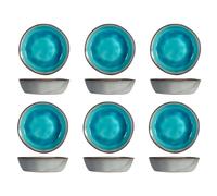 H&H Teide Set 6 Piatti Fondi In Stoneware Azzurro Cm 16