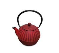 H&H Teiera in ghisa smaltata striata rossa lt. 0,8