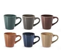 H&H Tierra Set 6 Tazze Caffè, Stoneware, Colori Assortiti, cc80, Colori Autunnali