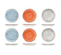 H&H Toscana Set 6 Piatti Frutta, Porcellana, cm17