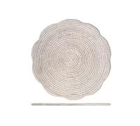 H&H Tovaglietta Tonda in Rattan Sbiancato Ø38 cm - Intrecciata a Mano con Bordo Ondulato - Sottopiatto Decorativo, Naturale e Boho Chic per la Tavola