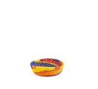 H&H-Tulum, cestino, svuota tasche, in fibra e carta, colorato, stile etnico, fatto a mano, 14xh4 cm