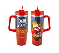 H&H Tumbler Termico Inside Out, Personaggio Rabbia 0,90L, Mug in Acciaio Inox 18/10, con Cannuccia, Zero Condensa, per Bevande Calde e Fredde, Senza BPA