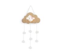 H&H Unicorno Decorazione Appendibile in Legno con 7 Mollette porta foto/memo, 30x52cm