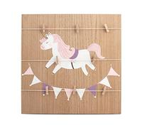 H&h unicorno porta memo/foto in legno con 3 corde e 8 mollet