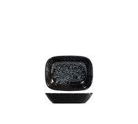 H&H Uranus Piattino Rettangolare in Porcellana, 14cm, Design Moderno, Elegante, per servire le pietanze, Nero