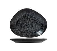 H&H Uranus Piatto Ovale in Porcellana, 30cm, Design Moderno, Elegante, per servire le pietanze, Nero