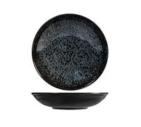 H&H Uranus Piatto Multiuso in Porcellana, 25cm, Design Moderno, Elegante, per servire le pietanze, Nero