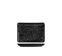 H&H Uranus Piatto Rettangolare in Porcellana, 13x18cm, Design Moderno, Elegante, per servire le pietanze, Nero
